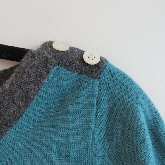 HUMAN WOMAN Y2K Cat Knit Cropped Sweater Top Teal Gray - Size M - Picture 3 of 12